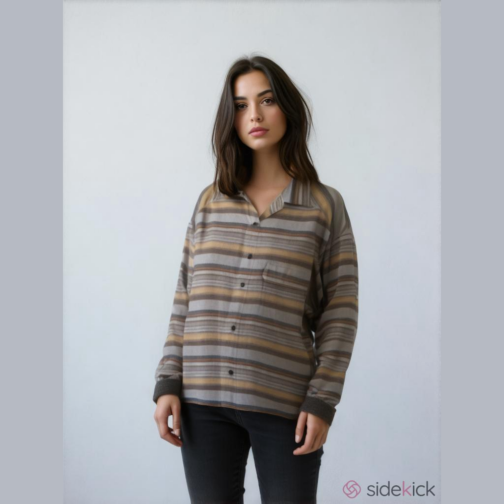 OXBOW Stripped Wool Casual Wool Blend Unisex Shaker Chore coat Size Extra-Large